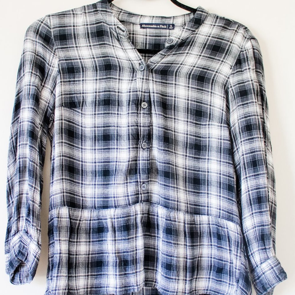 ABERCROMBIE peplum plaid button-up shirt